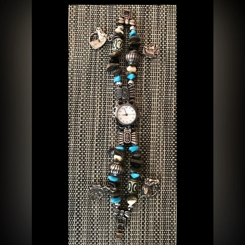 Southwestern Design Watch with Charms Beads 7.5”